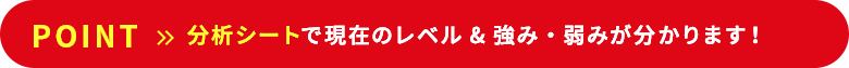 POINT >> 分析シートで現在のレベル&強み・弱みが分かります！
